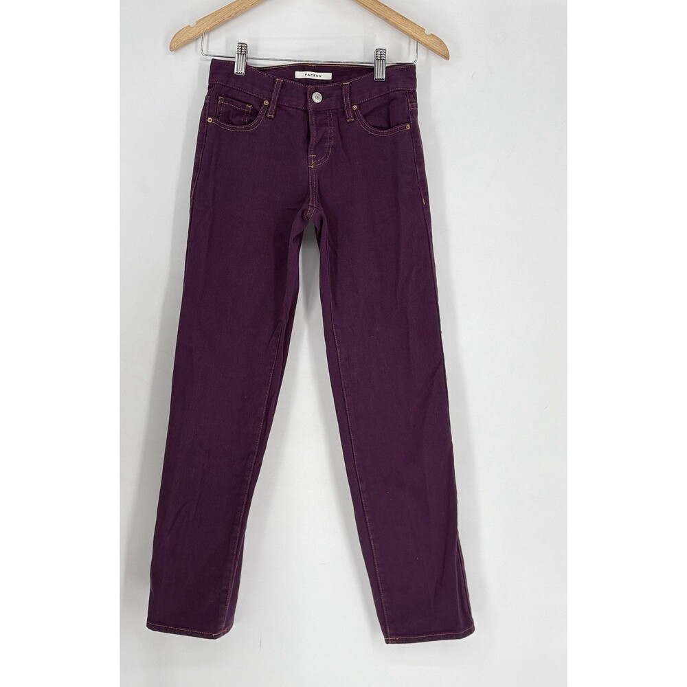 Pacsun Women 22 Purple Low Rise Straight Leg Jeans Button Fly Button